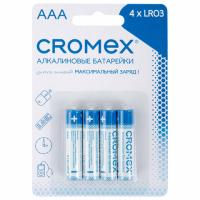 Батарейки алкалиновые "мизинчиковые" КОМПЛЕКТ 4 шт., CROMEX (КРОМЕКС) Alkaline, AAA (LR03, 24А) - купить в интернет-магазине «Буратино»
