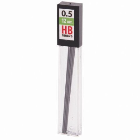 Грифели запасные 0,5 мм, HB, STAFF "EVERYDAY" MPL-876, КОМПЛЕКТ 12 шт., 180876 180876 - купить в интернет-магазине «Буратино»