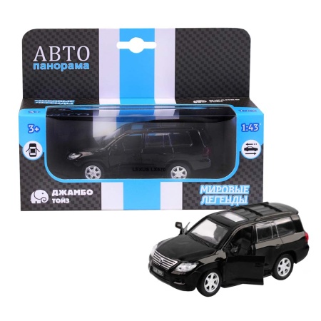 ТМ "Автопанорама" Машинка металлическая 1:43  Lexus LX570, черный, откр. двери, инерция, в/к 17,5*12 - купить в интернет-магазине «Буратино»