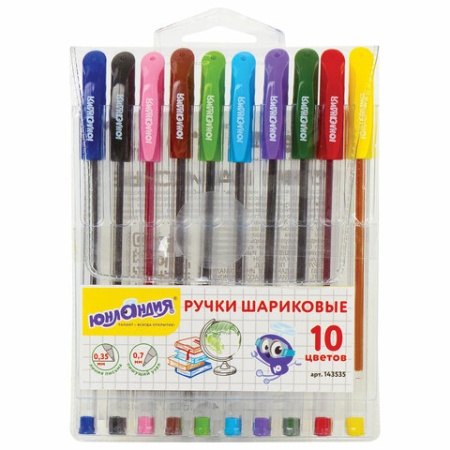Ручки шариковые масляные ЮНЛАНДИЯ "КЛАССНАЯ", НАБОР 10 цветов, узел 0,7 мм, линия письма 0,35 мм, 14 - купить в интернет-магазине «Буратино»