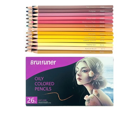 Карандаши 26 цв. Brutfuner 88026 "Цвет кожи" масляные деревянные, заточенные, в к/кор (1/12/96) 3277 - купить в интернет-магазине «Буратино»