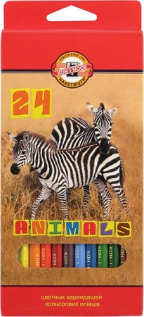 Карандаши "Животные" 24цв., заточен., картон. уп., европодвес 3554024008KSRU - купить в интернет-магазине «Буратино»