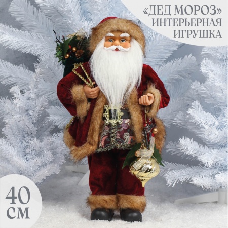 Украшение Кукла Дед Мороз 40см ЛЬДИНКА 212396 красный 212396 - купить в интернет-магазине «Буратино»