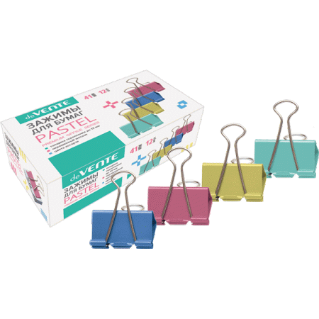 Зажим для бумаг "deVENTE. Pastel" металлический (41 мм) 4131317 - купить в интернет-магазине «Буратино»