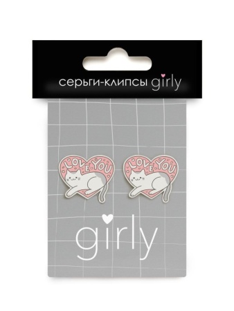 25P-035 Серьги-клипсы GIRLY "Cat in the heart" 25P-035 - купить в интернет-магазине «Буратино»