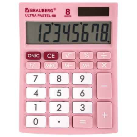 Калькулятор настольный BRAUBERG ULTRA PASTEL-08-PK, КОМПАКТНЫЙ (154x115 мм), 8 разрядов, двойное пит - купить в интернет-магазине «Буратино»