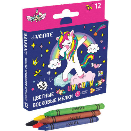 Мелки школьные "deVENTE. Magic Unicorn" восковые 12 шт 8077101 - купить в интернет-магазине «Буратино»