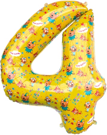 FA 34" Фигура Цифра, 4 Три Кота, Желтый (в упаковке) / 1 шт / К 401124 - купить в интернет-магазине «Буратино»