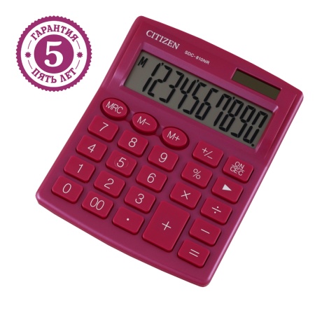 Калькулятор настольный Citizen SDC-810NR-PK, 10 разрядов, двойное питание, 102*124*25мм, розовый SDC - купить в интернет-магазине «Буратино»