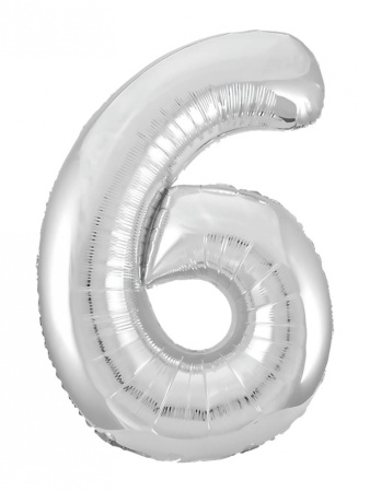 Шар (40''/102 см) Цифра, 6 Slim, Серебро, 1 шт. в уп. 754566 - купить в интернет-магазине «Буратино»