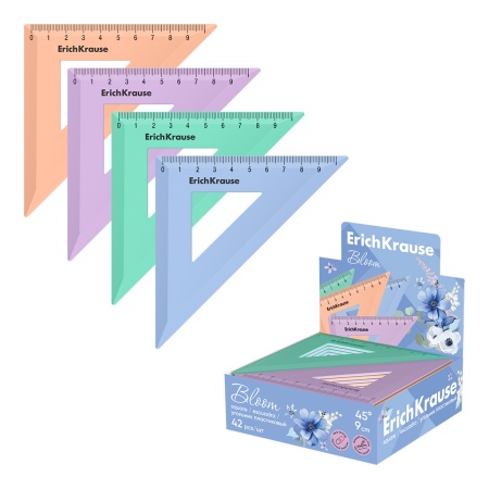 Угольник пластиковый ErichKrause Pastel Bloom, 45°/9см, ассорти - купить в интернет-магазине «Буратино»