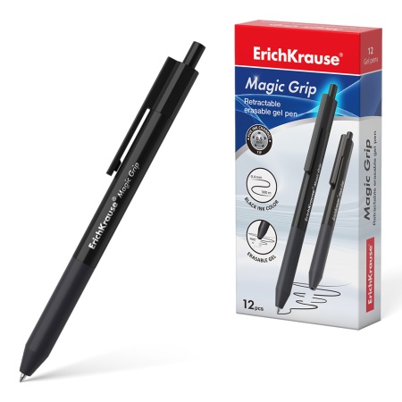 Ручка гелевая автоматическая сo стираемыми чернилами ErichKrauseR Magic Grip 0.5, цвет чернил черный - купить в интернет-магазине «Буратино»