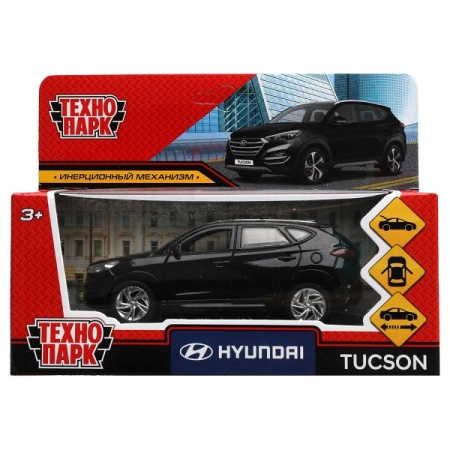 Машина металл HYUNDAI TUCSON длина 12 см, двери, багаж., инер, черный, кор. Технопарк в кор.2*36шт T - купить в интернет-магазине «Буратино»