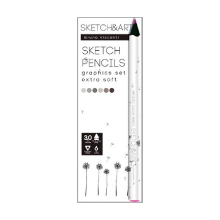 СКЕТЧ КАРАНДАШИ ЦВЕТНЫЕ "SKETCH&ART" УТОЛЩЕННЫЕ, ГРИФЕЛЬ 4 ММ, "ГРАФИКА" 6 ЦВ. 30-0118/05 - купить в интернет-магазине «Буратино»