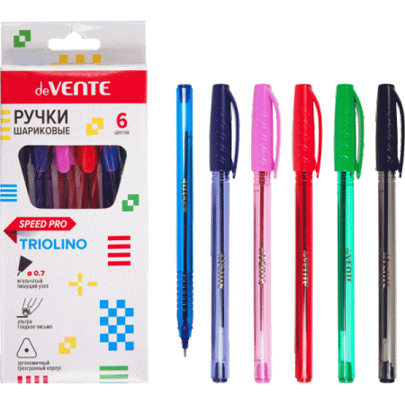 Набор ручек шариковых "deVENTE. Triolino Translucent" 06 цветов, серия Speed Pro, d=0,7 мм 5073109 - купить в интернет-магазине «Буратино»