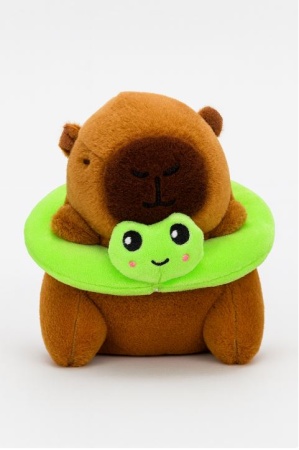 156-xy0441-01 Плюшевый брелок "Capybara float", frog, 12*9 см - купить в интернет-магазине «Буратино»