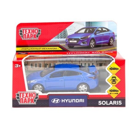 Машина металл HYUNDAI SOLARIS, 12 см, двери, багажн, инерц, синий, кор. Технопарк в кор.2*36шт SOLAR - купить в интернет-магазине «Буратино»