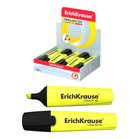 Текстмаркер ErichKrause Visioline V-12 Neon, цвет чернил желтый - купить в интернет-магазине «Буратино»