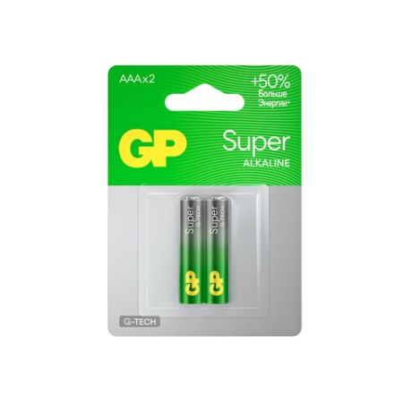 Батарейки КОМПЛЕКТ 2 шт., GP Super G-Tech, AAA (LR03, 24А), алкалиновые, мизинчиковые, блистер, 24A- - купить в интернет-магазине «Буратино»