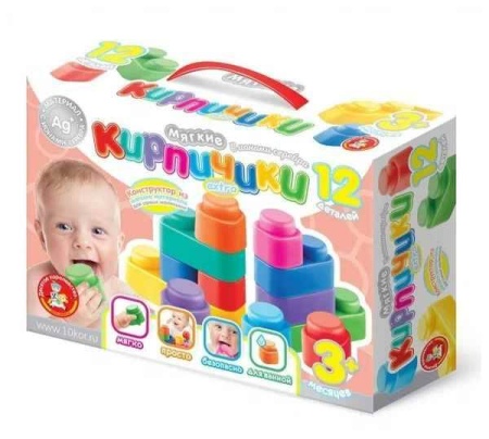 Конструктор "Мягкие кирпичики extra" 12 дет (с ионами серебра) СП 4062 - купить в интернет-магазине «Буратино»