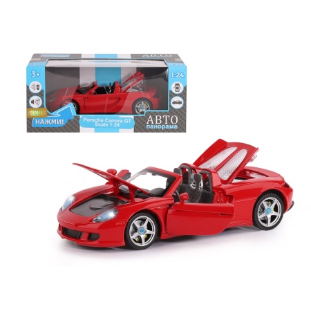 ТМ "Автопанорама" Машинка металлическая, 1:24, Porsche Carrera GT, красный, откр. двери, капот и б J - купить в интернет-магазине «Буратино»