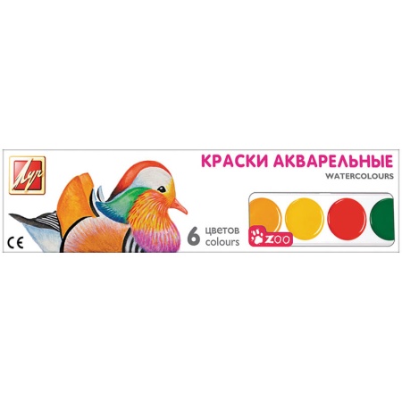 Акварель " ZOO " 6 цветов без кисти - купить в интернет-магазине «Буратино»