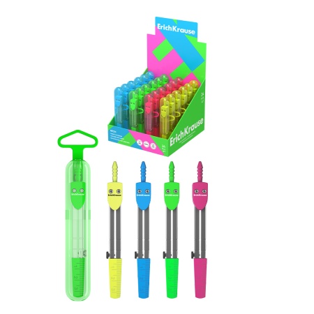 Циркуль металлический ErichKrause Neon, 120мм, пенал, ассорти - купить в интернет-магазине «Буратино»