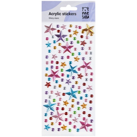 Наклейки акриловые MESHU "Shiny stars", 25*10см, стразы, 137 наклеек, инд. уп., европодвес MS_46775 - купить в интернет-магазине «Буратино»