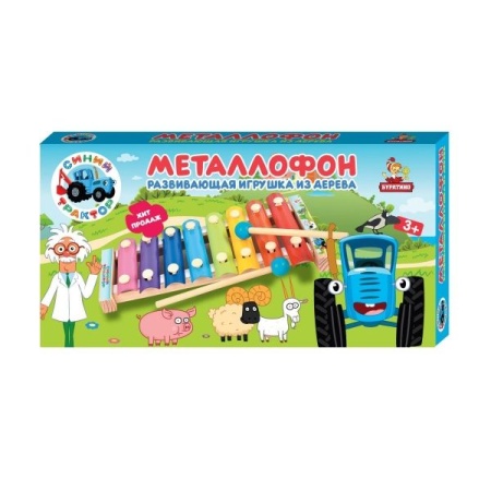 Игрушка деревянная СИНИЙ ТРАКТОР металлофон 9*1,5*18,5, коробка Буратино в кор.50шт STR17 (50) - купить в интернет-магазине «Буратино»