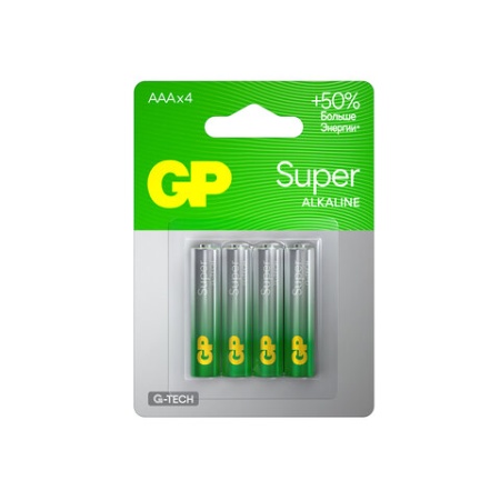 Батарейки КОМПЛЕКТ 4 шт., GP Super G-Tech, AAA (LR03, 24А), алк, мизинчиковые,  24A-2 - купить в интернет-магазине «Буратино»