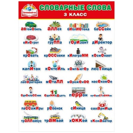 Плакат "Словарные слова. 3 класс" 084.872 - купить в интернет-магазине «Буратино»