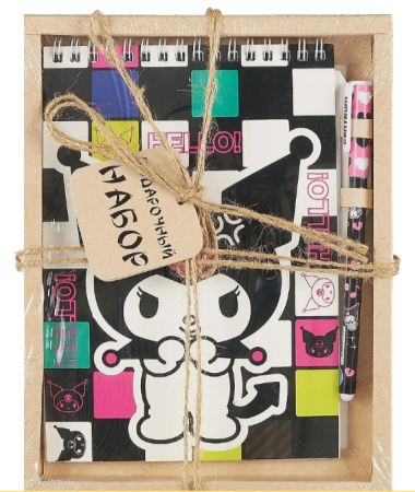75580 Набор блокнот Kuromi неон, формат А5, 60 листов + Ручка шариковая Kuromi+My melody, цвет черни - купить в интернет-магазине «Буратино»