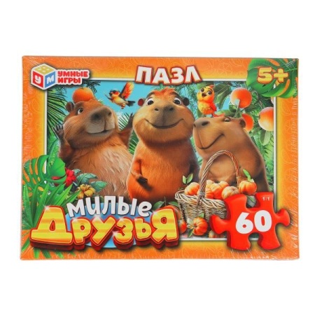 Милые друзья. Пазлы в коробке 60 деталей. 190х141х35 мм. Умные игры. в кор.24шт 4630395011532 - купить в интернет-магазине «Буратино»