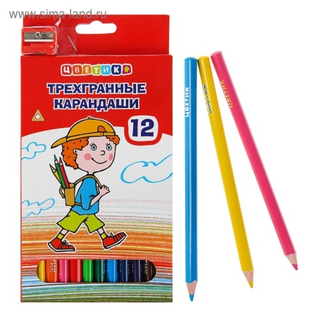Цветик Набор трехгранных карандашей, 12 цв. 3741166 - купить в интернет-магазине «Буратино»