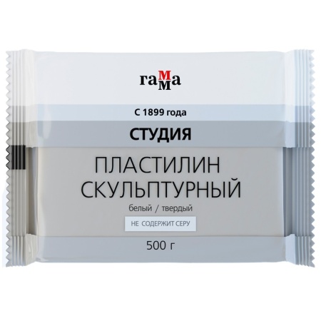 Пластилин скульптурный Гамма "Студия", белый, твердый, 500г, пакет 2.80.Е050.003.1 - купить в интернет-магазине «Буратино»