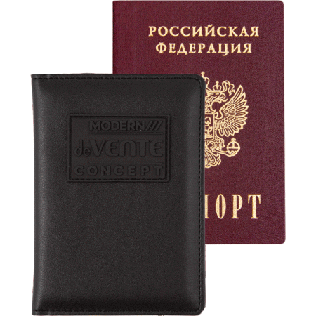 Обложка для паспорта "deVENTE. Modern Concept Soft" 10x14 см, искусственная кожа, черная 1030409 - купить в интернет-магазине «Буратино»