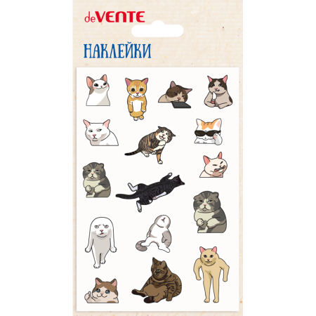 Наклейки мягкие "deVENTE. Cat's memes" размер карточки 10x15 см, puff, объемные, многоразовые - купить в интернет-магазине «Буратино»