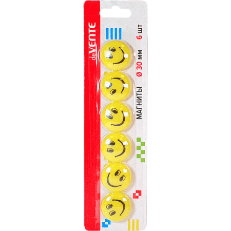 Магнит для доски офисной "deVENTE. Smile" ? 30 мм, 6 шт, желтый цвет 6021501 - купить в интернет-магазине «Буратино»