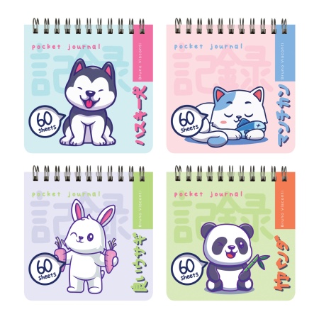"POCKET JOURNAL" 90 х 90 мм, 60 Л, (4 ВИДA) НА ГРЕБНЕ "KAWAII ANIMALS" 3-653/02 - купить в интернет-магазине «Буратино»