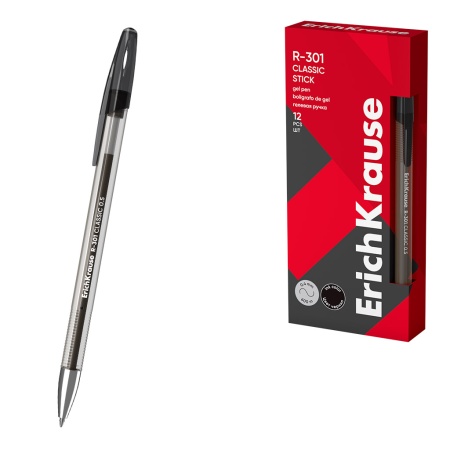 Ручка гелевая ErichKrause R-301 Gel Stick Classic 0.5, цвет чернил черный - купить в интернет-магазине «Буратино»