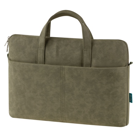 Сумка для ноутбука 15,6" Först "Suede Style", полиуретан, оливково-серый - купить в интернет-магазине «Буратино»