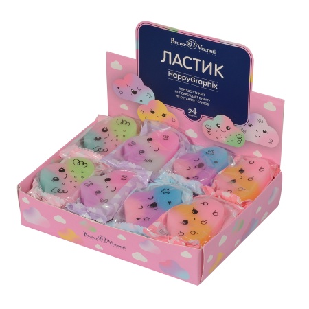 ЛАСТИК "HappyGraphix. Радужные облачка", 4 цвета 42-0041 - купить в интернет-магазине «Буратино»