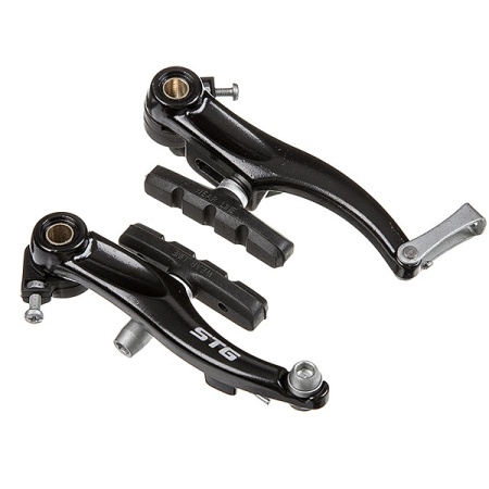 Тормоз v-brake STG 7 HJ-612AD7-BK (в компл. входит: 2  рычага 100мм, 2-е колодки 60 мм, напр задние - купить в интернет-магазине «Буратино»