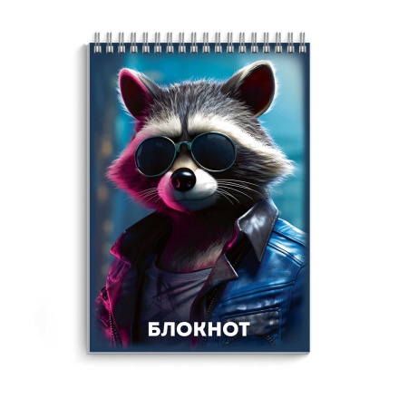 Блокнот, А7, 40 л, арт. 68174 КРУТОЙ ЕНОТ / Блок - белый офсет 65 г/м?, клетка, гребень по короткой - купить в интернет-магазине «Буратино»