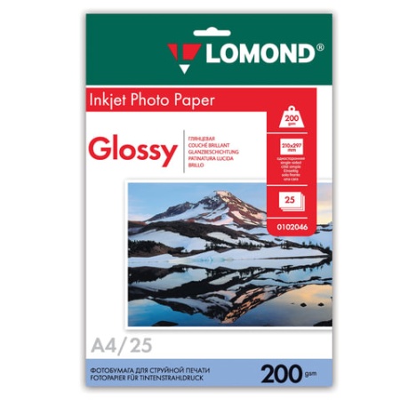 Фотобумага А4, 200 г/м2, 25 листов, односторонняя, глянцевая, LOMOND, 0102046 361576 - купить в интернет-магазине «Буратино»