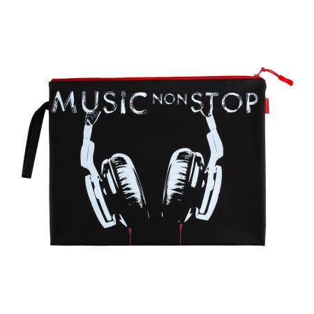 ПАПКА НА МОЛНИИ, ЧЕРНАЯ. "MUSIC NON STOP", СИЛИКОН, Ф.А4. 34 х 26 СМ 14-007/04 - купить в интернет-магазине «Буратино»