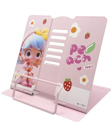 Подставка для книг DE-224  INTELLIGENT "Peach" металл, 19х20см, розовая с рис, в пак (1/12/48) 33007 - купить в интернет-магазине «Буратино»