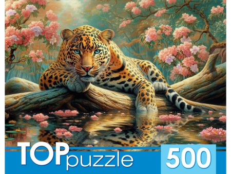 TOPpuzzle. ПАЗЛЫ 500 элементов. ЛЕОПАРД НА ОЗЕРЕ ( Ф500-2742) - купить в интернет-магазине «Буратино»