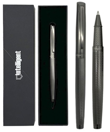 Ручка в футляре  DH-72 INTELLIGENT (син) 0,7мм, Т-серебрян, глянц круг корп с рифл, с колпач (1/100) - купить в интернет-магазине «Буратино»
