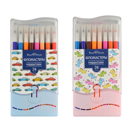 ФЛОМАСТЕРЫ "HAPPYCOLOR" 24 ЦВ. В ПЛАСТИКОВОМ ПЕНАЛЕ 2 ВИДА 32-0045 - купить в интернет-магазине «Буратино»